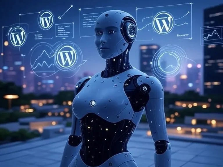 How AI Is Reshaping SEO: Insights from WordPress Guru Pro 16 AI Robot with WordPress Interface Holograms