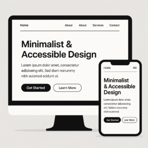 Blog 11 Minimalist and accessible WordPress website displayed on desktop and mobile screens