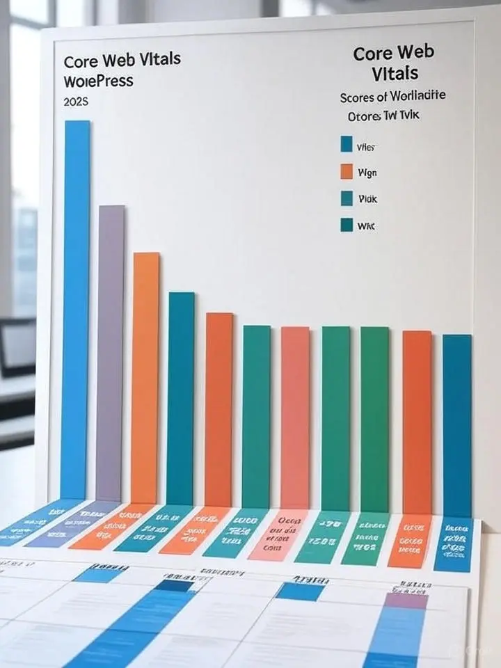 2025 Core Web Vitals Challenge: WordPress Versus Everyone 3 Bar chart comparing Core Web Vitals Comparison scores of WordPress, Duda, Shopify, and Wix for 2025.