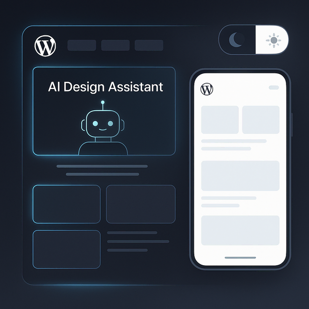 Top WordPress Design Trends to Watch in 2025 and Beyond 1 Futuristic WordPress design trends 2025 with AI and dark mode
